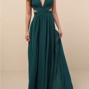 Lulu's Emerald Green Cutout Maxi Dress